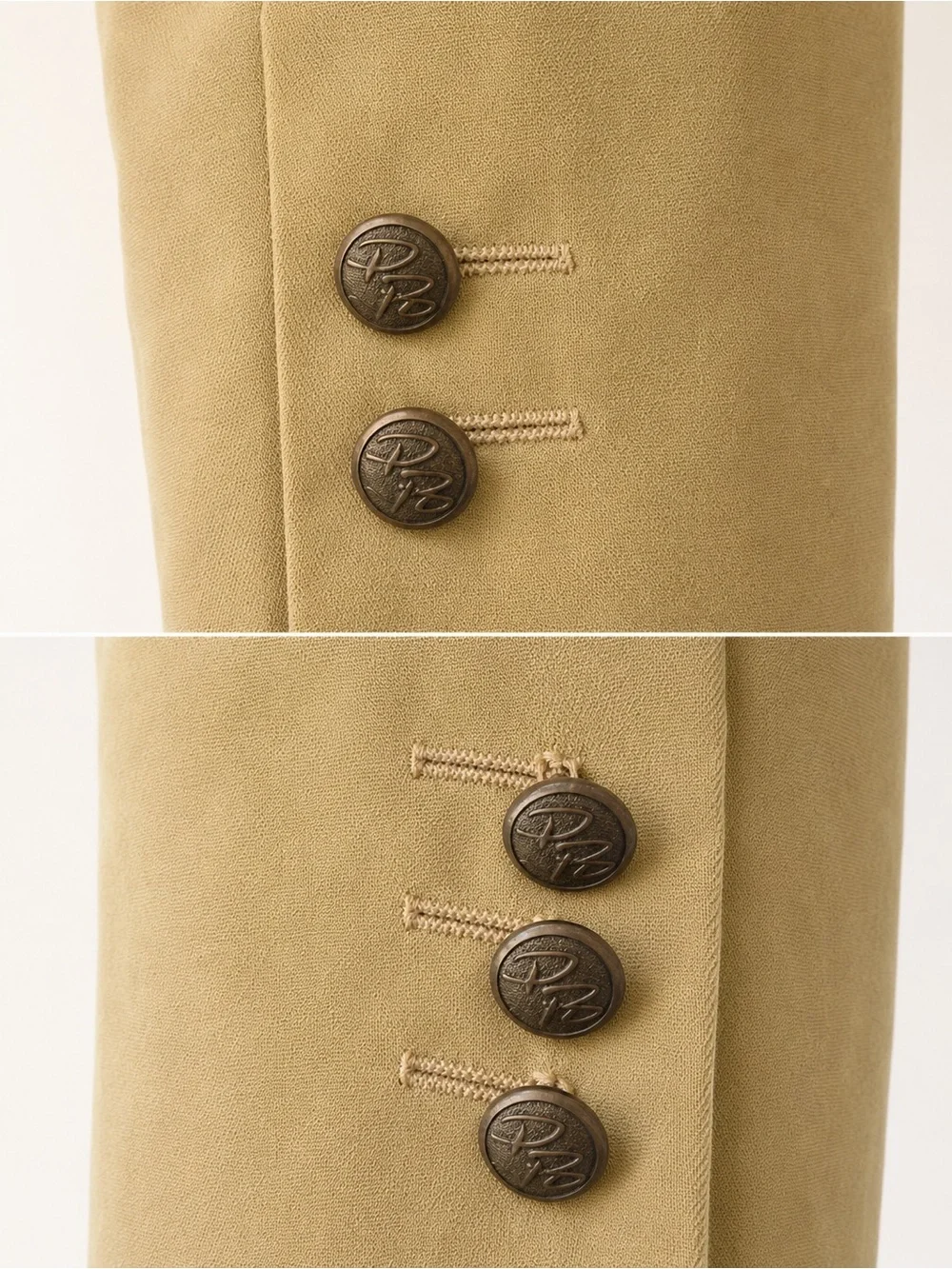 Vintage Pierre Balmain Paris Double Breasted Blazer Tan Beige  Buttons L